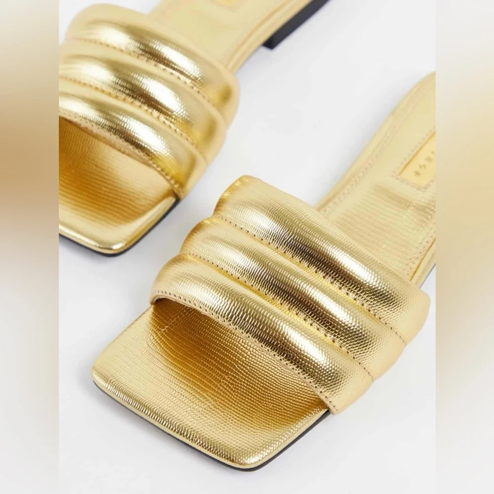 Top shop Pampas Padded Flat Sandals in Gold 40 - Picture 1 of 10